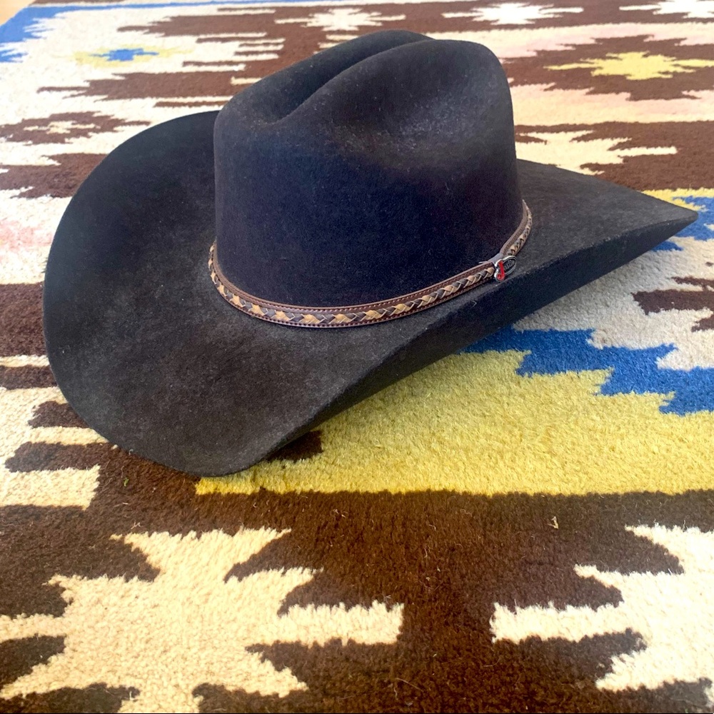 JUSTIN Authentic Western Headware; dk brn classic cowboy hat. Formal wear. Sz 58
